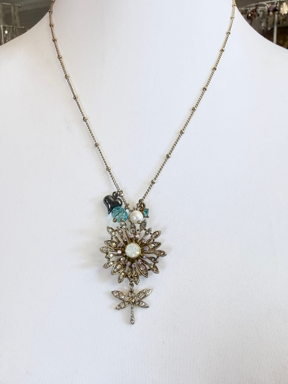 Betsey Johnson Garden Glam Sunflower & Dragonfly Statement Necklace